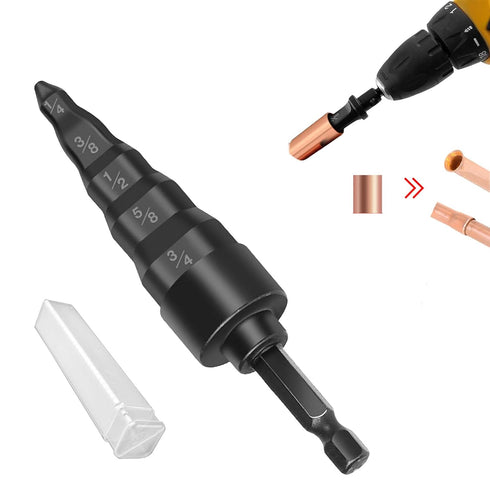 HVAC Repair Tool, 5-in-1 Air Conditioning Copper Pipe Expansion Swaging Drill Bit Set with Five Sizes of Drill Bits