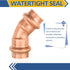 10-Pack Copper Press Elbow, GUOFIS, 1/2" x 1/2" 45° Elbow Fittings
