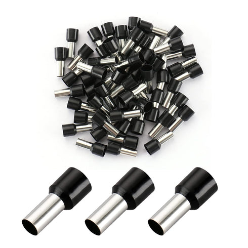 Baomain AWG 8/10.0mm² Wire Copper Crimp Connector, Insulated Ferrule Pin Cord End Terminal, Pack of 100, Black