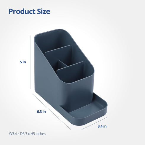 BLUE GINKGO Desk Holder Organizer - Office Supplies, Pencil and Pen Holder for Desk, Made in Korea, Prussian Blue