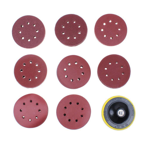 80 Pack 5 inch Sanding Discs Kit, 8 Hole Sander for Drill, Hook and Loop Plate, Various Grit Sandpaper Abrasive Tool