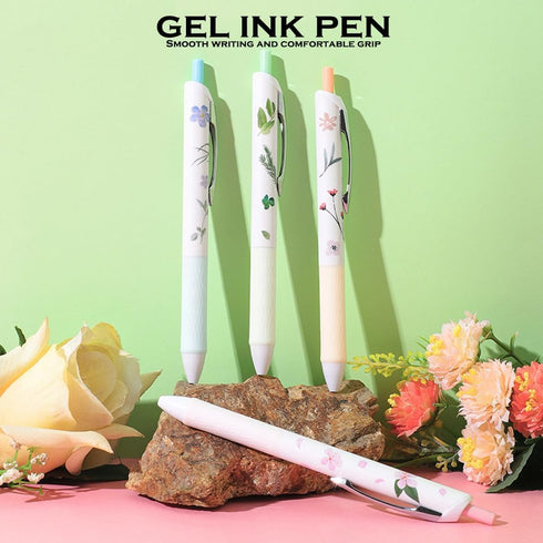 DUNBONG Flower Style Water-based Neutral Pen - 0.5mm Fine Point Gel Ink Ballpoint Pen - Pack of 4