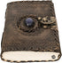 MONTEXOO Leather Bound Journal Sketch book - Genuine Embossed Journals for Writing Men Women 5 X 7 inches - Unlined Paper 200 Pages Notebook Brown Diary Blue Stone With Lock