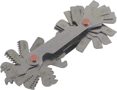 52Pcs Metric & Imperial Thread Pitch Gauge, 60 and 55 Degree Adjustable Stainless Steel Screw Pitch Measuring Tool, 0.25 to 6.00mm Range Screw Thread Pitch Gauge for Industrial Measurement