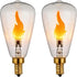 ST48/ST14 E12 LED Flame Bulb, 2W 1800K Warm Amber Transparent Glass, Non-Dimmable,