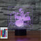 Night Light for Kids 3D Drum Kit Led Lamp with Remote Control