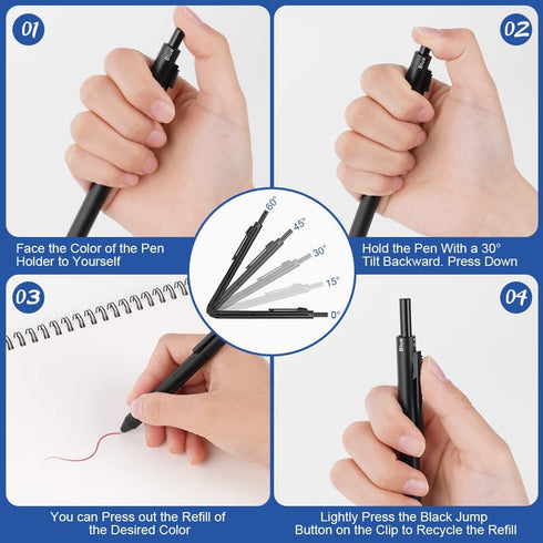 AUAUY 4 in 1 Multifunction Pen, Metal Cased Gravity Sensor Pen, 0.5mm 3 Color Ballpoint & Mechanical Pencil with Case