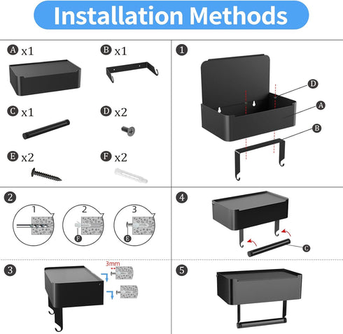 SUS304 JUYSON Toilet Paper Holder with Shelf, Flushable Wipes Dispenser Fits for Bathroom Wipe Storage, Keep Your Wipes