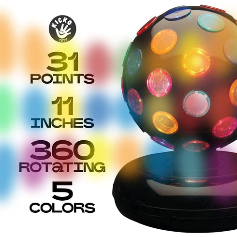 11-Inch 360 80s Kicko Spinning Disco Ball - Disco Ball Decor with Party Lights Degree Rotating Neon LED Light for Kids