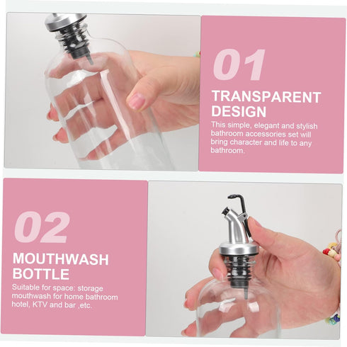 500ml 16oz Mouthwash Dispenser Kit with Glass Cup Glass Bathroom Accessories for Home Use Includes Pour Spout for Easy