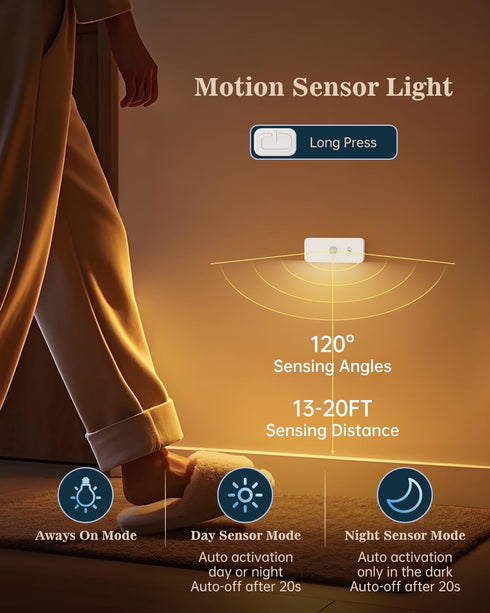 3 Closet (6-Pack) Yiliaw Motion Sensor Night Lights Indoor - Rechargeable Stick-On Stair Lights with Wireless Magnetic