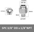 Push to Connect Fitting - 304 Stainless Steel Male Straight 3/8" Tube OD x 1/8" NPT Thread Pneumatic Fitting (Pack of 5)
