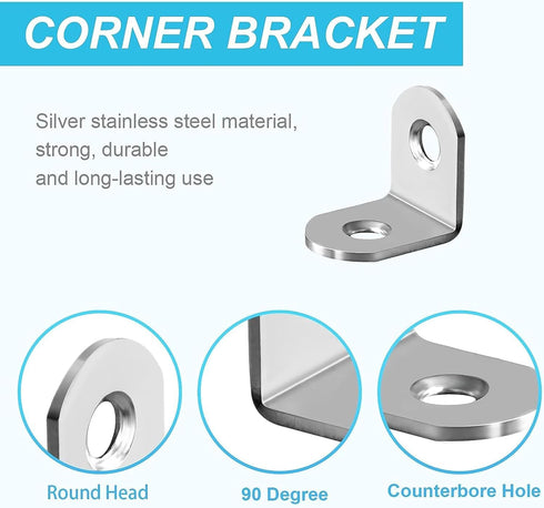 HDTXZYGOOD 20pcs 30mmx30mm 90 40pcs (1.18 1.18 inch) MONKIPAER L Brackets Corner Brace, Heavy Duty Small Brackets