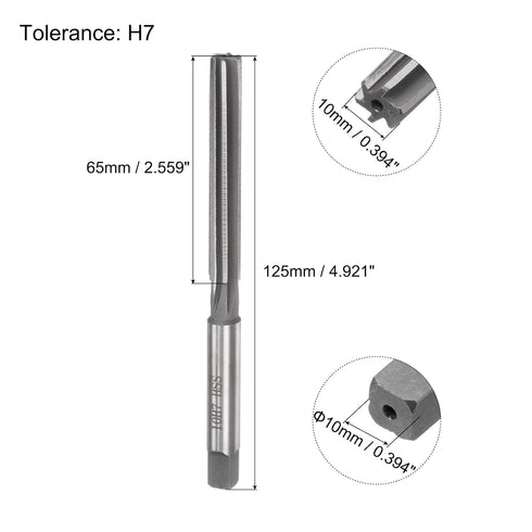 uxcell Hand Reamers, 10mm H7 Metric Reamer Drill Bit for Metal Wood Hole Reaming, Straight Flute High Speed Steel (HSS) Tool