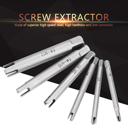 Fafeicy Stripped Screw Remover Set, High Speed Steel Tap Extractor for Removing Screws and Bolts, Six-Piece Set