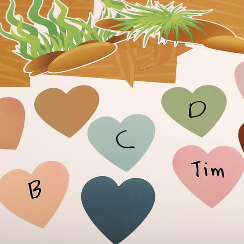 Boho Classroom Tree Bulletin Board Set with Heart Shape Cutouts, Welcome Wall Decor for School