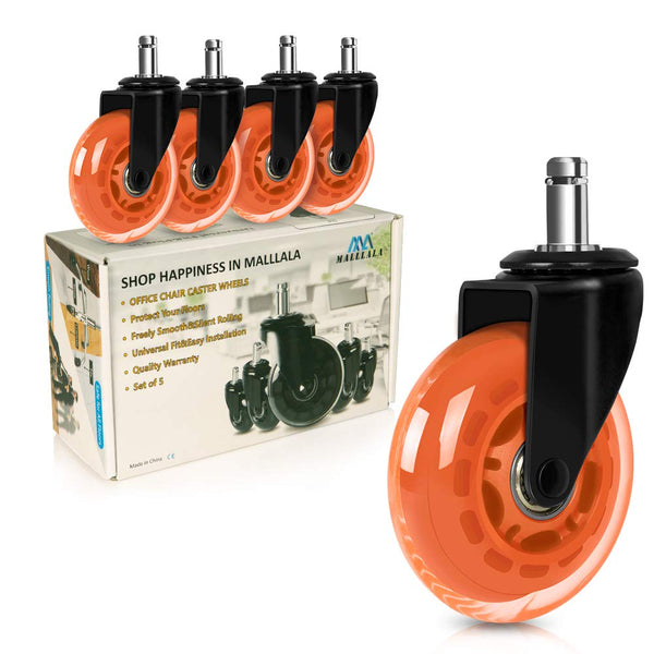 Office Chair Caster Wheels, 3" Heavy Duty Replacement Wheels for Hardwood, Tile, Carpet Floors, Smooth Rolling