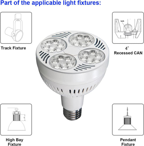 LED PAR30 Spotlight, 35W, 2900 Lumen, 10000K Cool White for Jewelry and Commercial Lighting