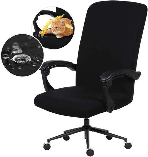 Water Resistant Stretch Office Chair Cover with Durable Zipper, Universal Washable Spandex Slipcovers for Pets