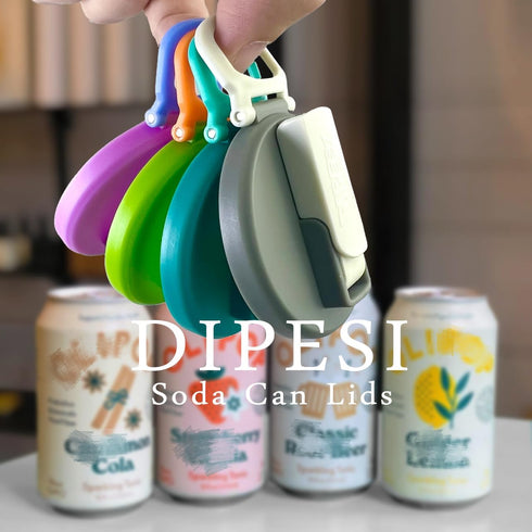 2 Set 2, ORIGINAL CREATOR - DIPESI Color Soda Can Lids with Straw- of Reusable pop can lids for Canned,BPA-Free Can