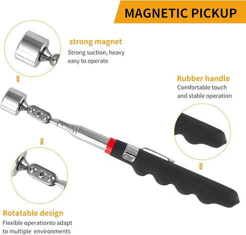 HARDK Rotatable Telescoping Magnetic Pick Up Tool -Telescopic Magnet Stick,Useful for Hard-to-Reach,Narrow