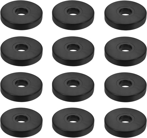 Healeved 12pcs Black PVC Round Caster Pads for Furniture Wheels, Noise-reducing Caster
