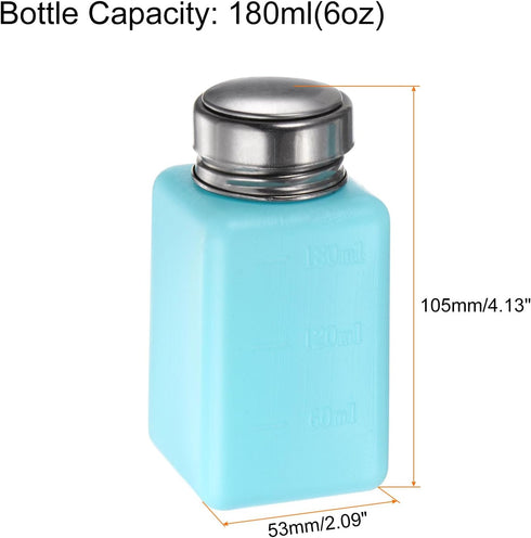 HARFINGTON Solvent Alcohol Dispenser, 180ml Push Down Liquid Dispenser Pump with Stainless Steel Lid, Blue