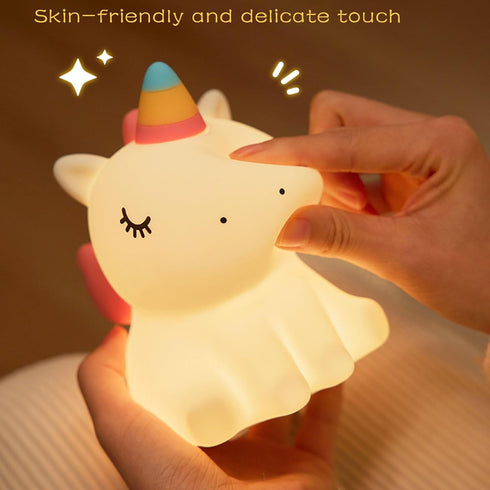 Hplvetoys Unicorn Night Light,Silicone LED Duck Lamp,Cute Lamps,Rechargeable Bedside Touch Lamp