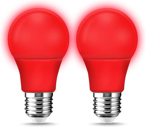 LED Red Light Bulbs 60W Equivalent, A19 E26 Base, 9W Red LED Lights, 2 Pack