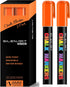 Orange Chalk Markers 2 Pack - Liquid Dry Erase Markers for Chalkboard, Window, Glass, Mirror, Blackboard