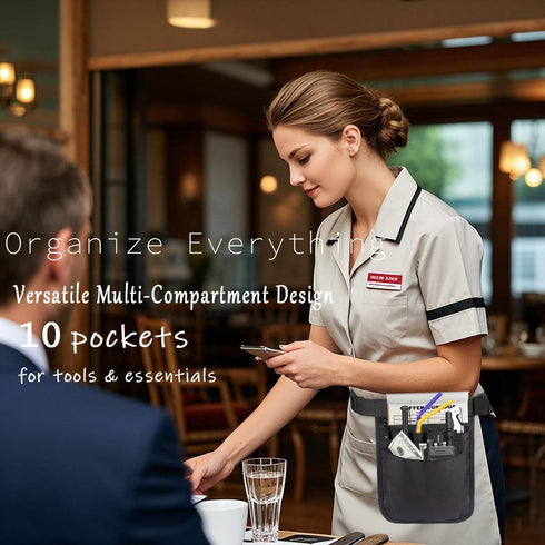 ccotikosee Waitress Apron with Pocket, Server Work Tools Waist Bag, Adjustable Utility Belt for Nurse, Hair Stylists
