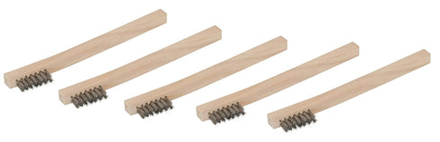 Steelman Stainless Steel Wire Brush, 1200-Bristle Count, 5 Pack, Removes Rust & Paint, Wood Handle for Mechanics