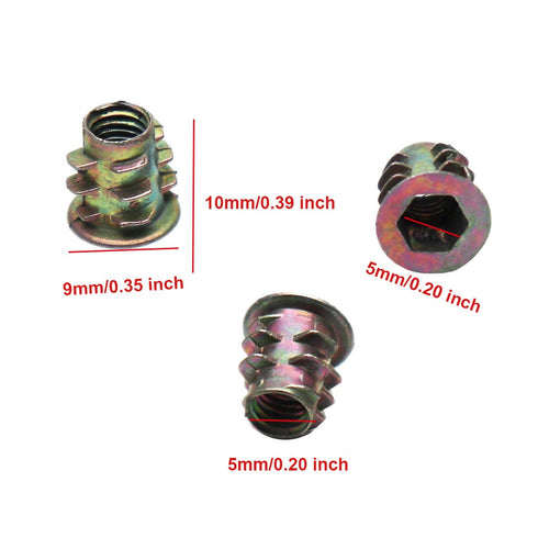 Luomorgo M5x10mm Zinc Alloy Bolt Fastener Connector - 100pcs Threaded Insert Nuts