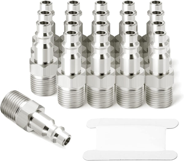 GASHER 1/4-Inch NPT Male Industrial Air Plug, 1/4-Inch High Flow Pneumatic Plugs 300PSI (20-Pack)