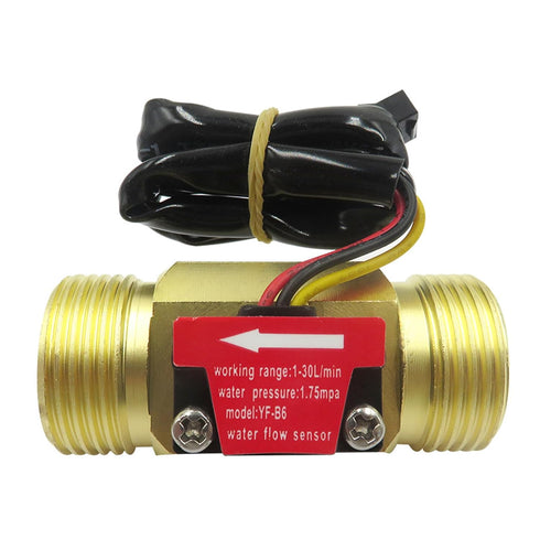 G3/4" Male Thread Brass Water Flow Sensor Switch, Hall Effect Liquid Flowmeter Fluidmeter Counter, 1-30L/Min