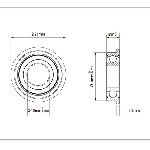 F63800ZZ Flange Ball Bearing 10×19×7mm Double Metal Shielded Flanged Bearing Chrome Steel ABEC-1(P0) Z2 Deep Groove Ball Bearing for Industrial Machine, Power Tools