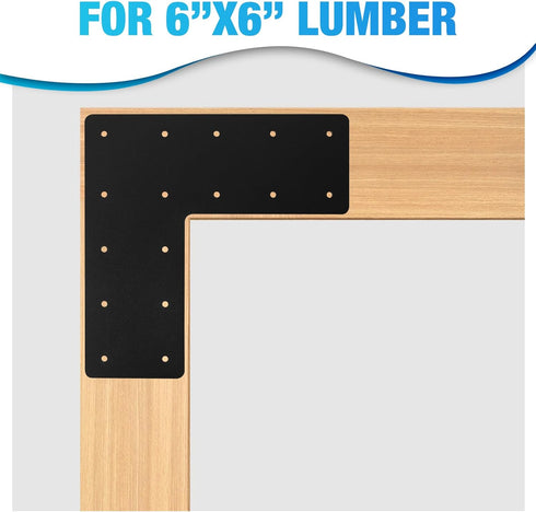 L Post Bracket, 13.2"x 13.2" Heavy Duty Mending Plate with Powder Coated for Wood 6x6 Lumber