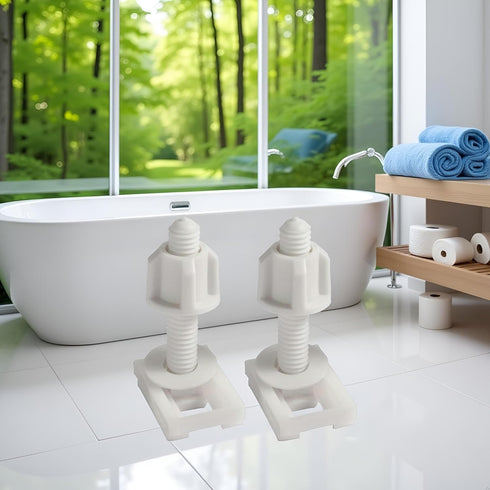 WNHNO 2Pcs White Plastic Toilet Seat Screws and Nuts with Washers, Universal Hinges Toilet lid Fastener Parts Kit
