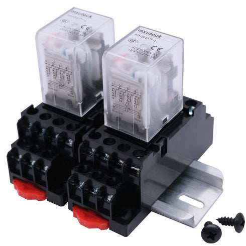 mxuteuk 2pcs HH54P AC 110V/120V Coil 14 Pin 3A 4PDT LED Electromagnetic Power Relay with Base