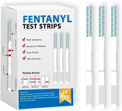 Emnce Fentanyl Test Strips Home Drug Testing Kit - Accurate for Powder Substances, Liquids & Pills | 25 Pack Urine Test