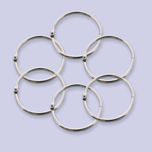 BAZIC Loose Leaf Binder Ring 2", Nickel Plated Steel Metal Ring for Flash Cards, 6/Pack