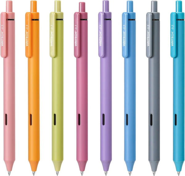 WRITECH Fine Point Gel Pens: 8ct 0.5mm Multi Colored Ink Colors Retractable