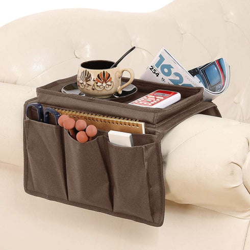 IPENNY Couch Sofa Armrest Organiser - Cup Holder Tray, Bedside Storage Pocket Bag for Cellphone, Tablet, Snacks