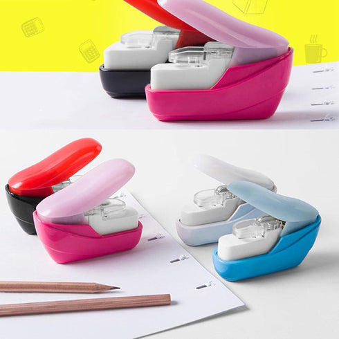 Black Red Stapleless Stapler, Press Staple Free Handheld Stapler, Portable Office Accessory for School