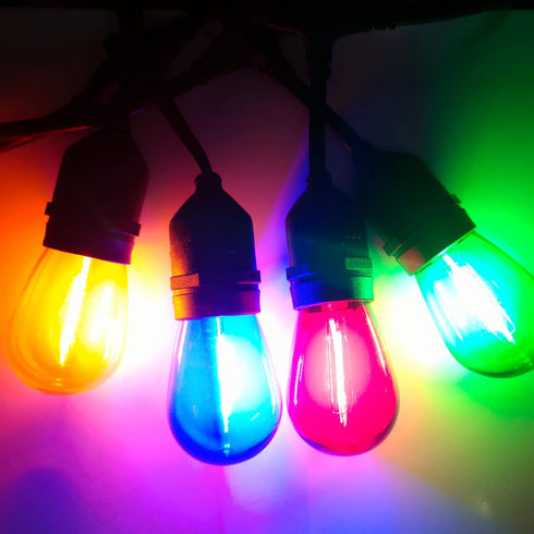 24 Pack S14 Colored LED String Light Bulbs, 1 Watt Shatterproof, E26 Base, Multi-Color