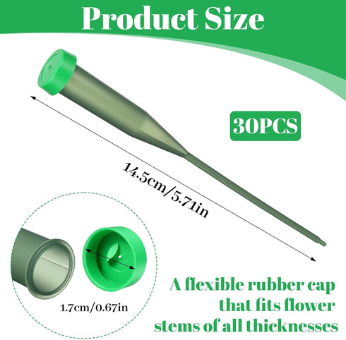 Ouligay 30 5.7 Inch PCS Flower Water Tubes Floral Water Tubes for Fresh Flower Stem with Caps, Plastic Green, Single