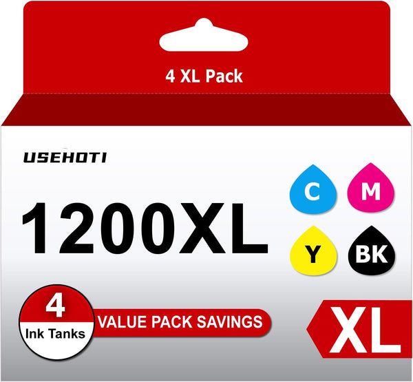 PGI-1200XL Compatible Ink Cartridges for Canon Maxify 1200 (Black Cyan Magenta Yellow, 4XL Pack)