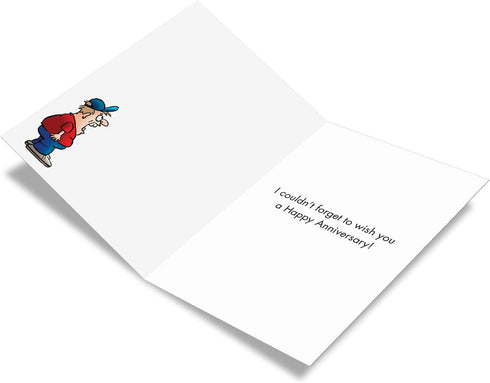 NobleWorks Funny Anniversary Card with Envelope, Cartoon Marriage Humor Notecard for Spouse - Grandma's Name C6976ANG