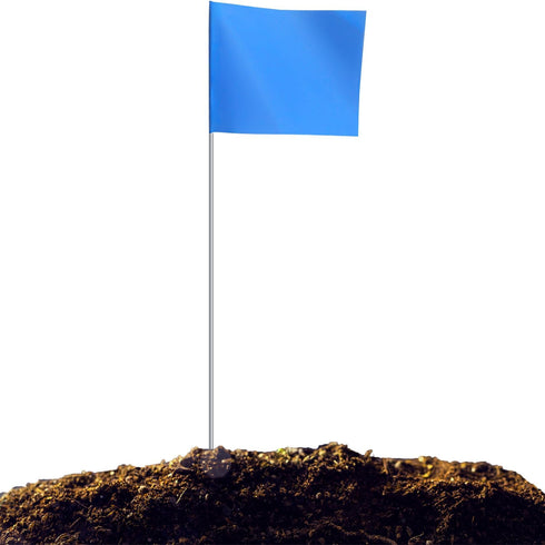 Zozen 50 Pack Blue Marking Flags, 15x4x5 Inch Yard Flags for Lawn, Irrigation, Landscape, and Sprinkler Marking