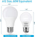 YukiHalu A15 LED Light Bulbs, 60W Equivalent, E26 Base, 2700K/3000K/5000k White, 7W 600 Lumens 120V, UL Listed, Ceiling Fan Light Bulbs, Appliance Bulb, Not Dimmable, Pack of 4 (3000K Warm White) by YukiHalu
